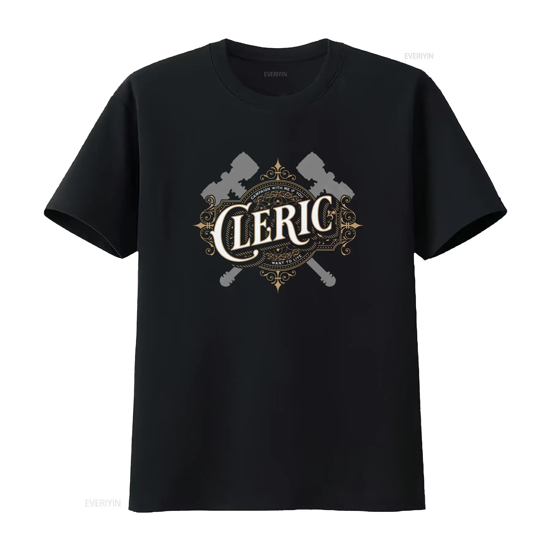 Vintage Fashion Font - Футболка DnD Cleric с ретро-шрифтом для