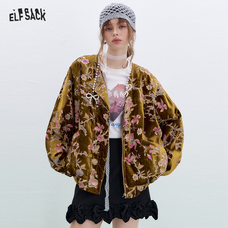 Velvet Blazer Vintage - Золотистая бархатная куртка ELFSACK, женское зимнее