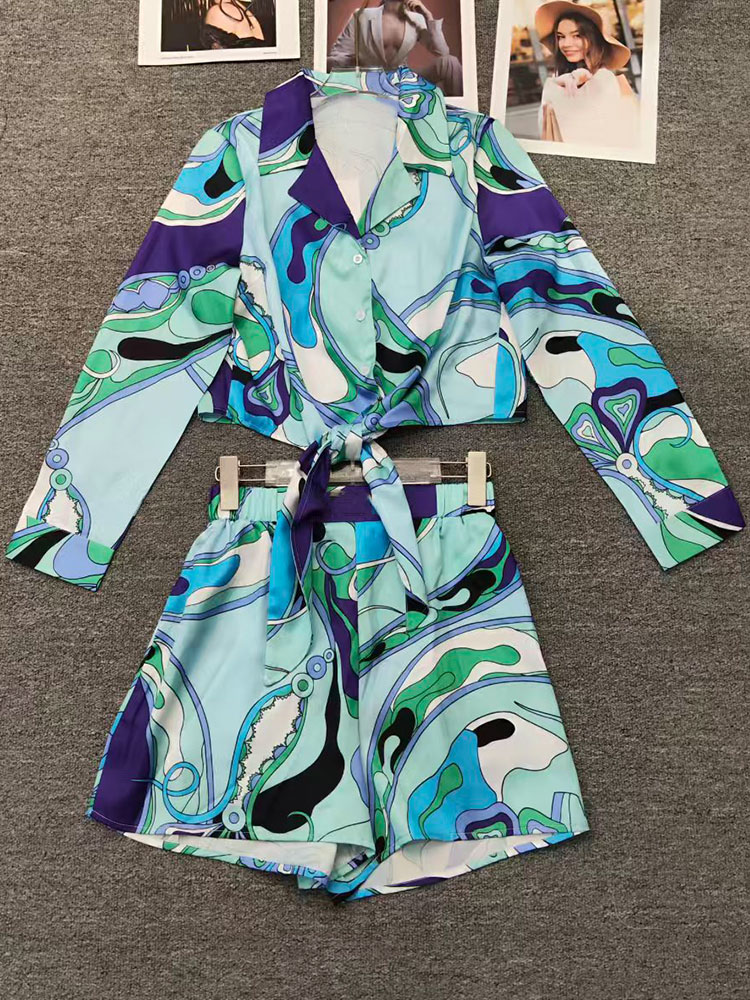 Vintage Fashion Jersey - Ретро-костюм женский летний с принтом, элегантный,