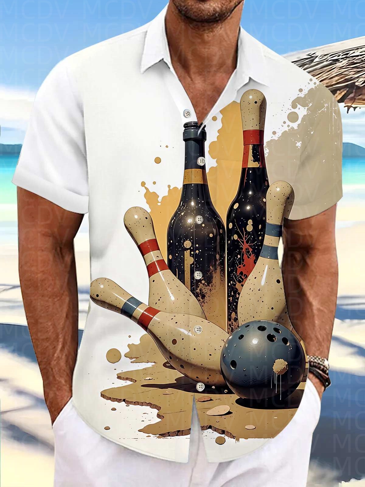 Bowling Shirt Camp - Мужская гавайская рубашка с принтом для