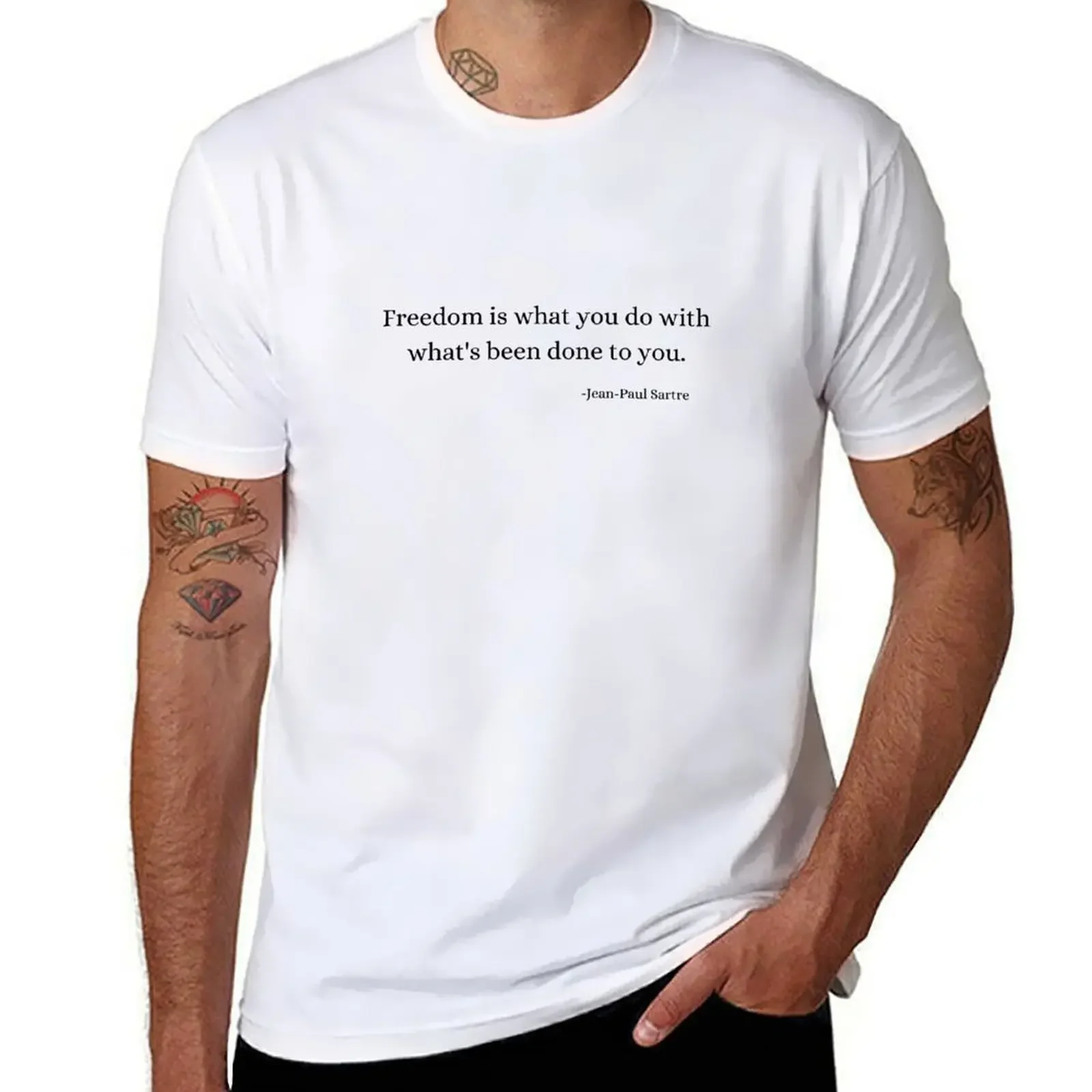 Vintage Fashion Quotes Short - Цитаты исторической философии: футболка Jean-Paul Sartre,